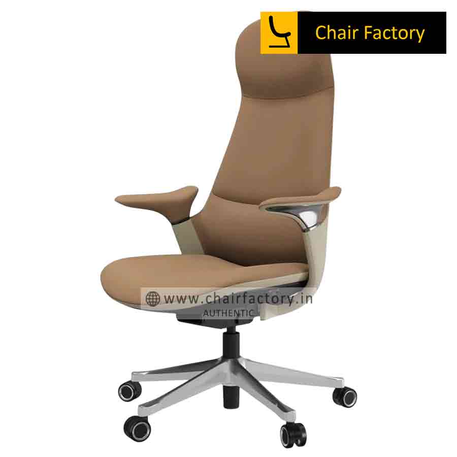 Mandate High Back 100% Genuine Leather Brown Chair